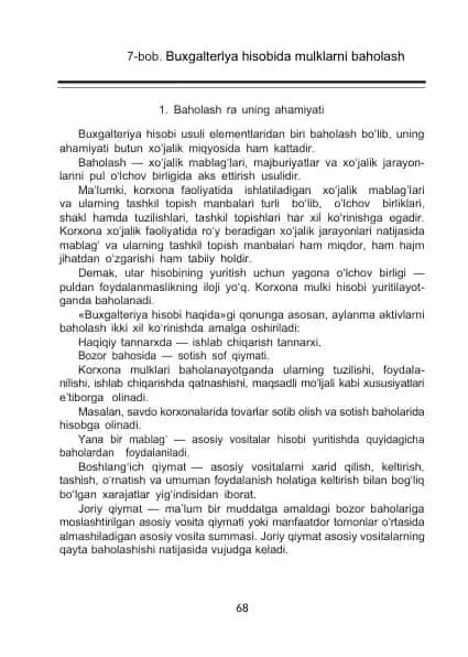 Buxgalteriya hisobida mulklarni baholash
