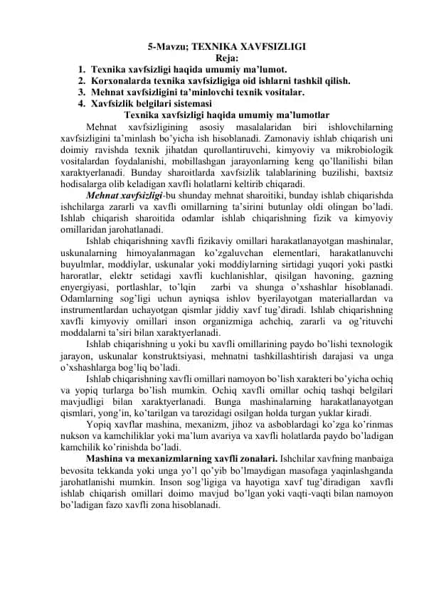 Texnika Xavfsizligi