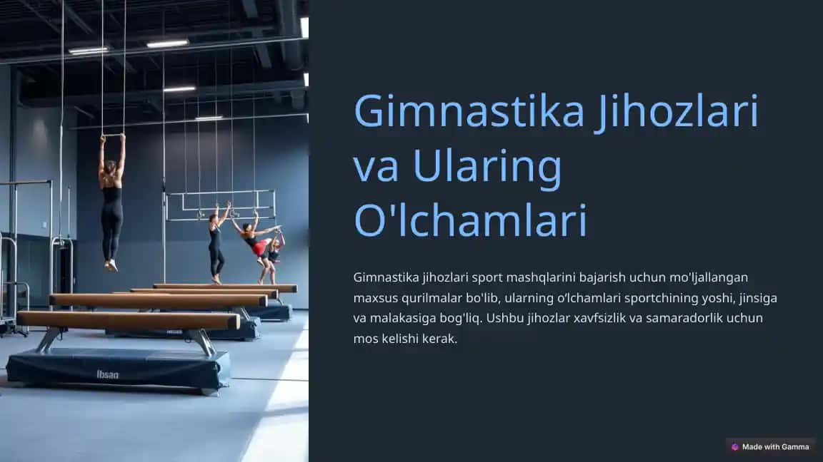 Gimnastika Jihozlari va Ularing O'lchamlari