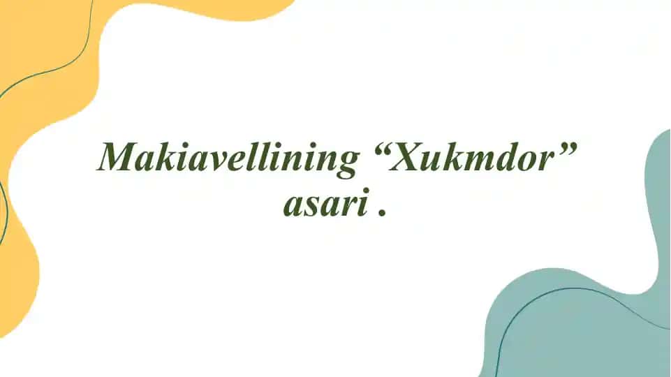 Makiavellining“Hukmdor”asari