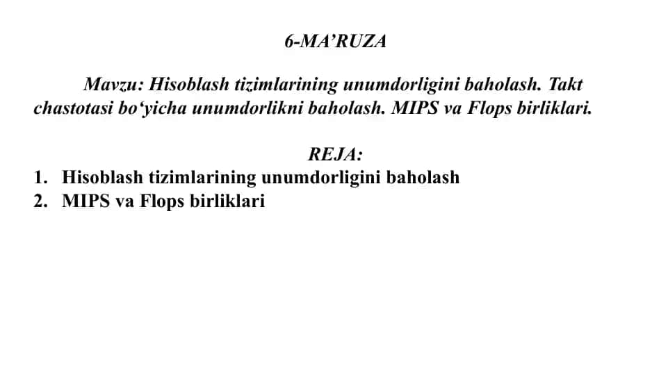 Hisoblash tizimlarining unumdorligini baholash