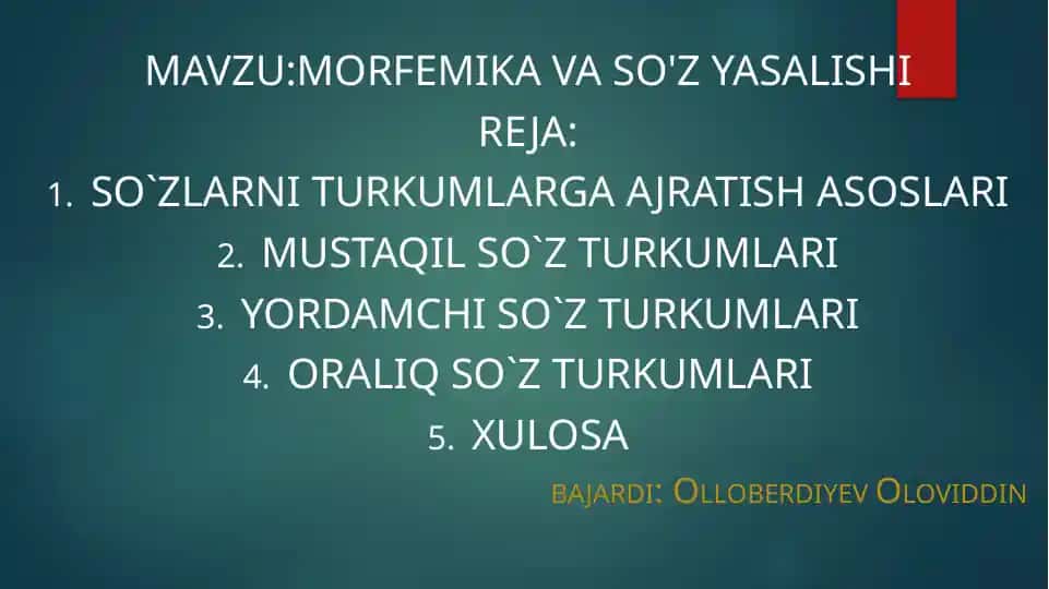 morfemika va so'z yasalishi