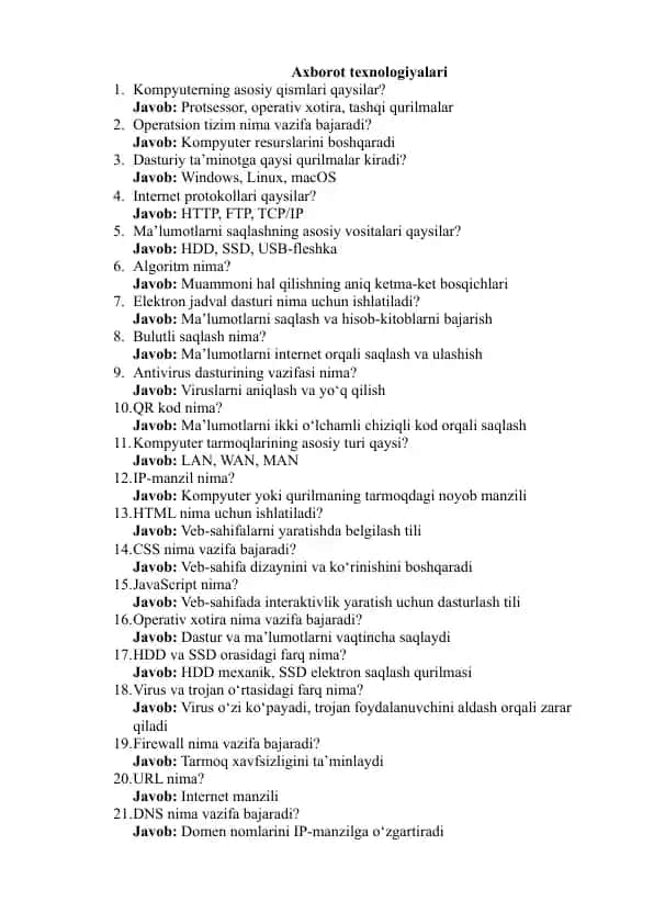 Axborot texnologiyalari