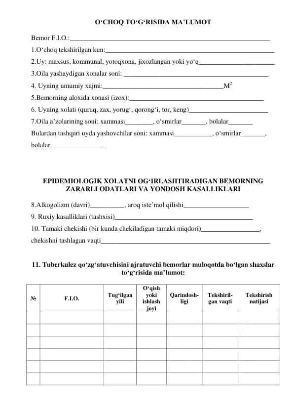 O‘CHOQ TO‘G‘RISIDA MA’LUMOT