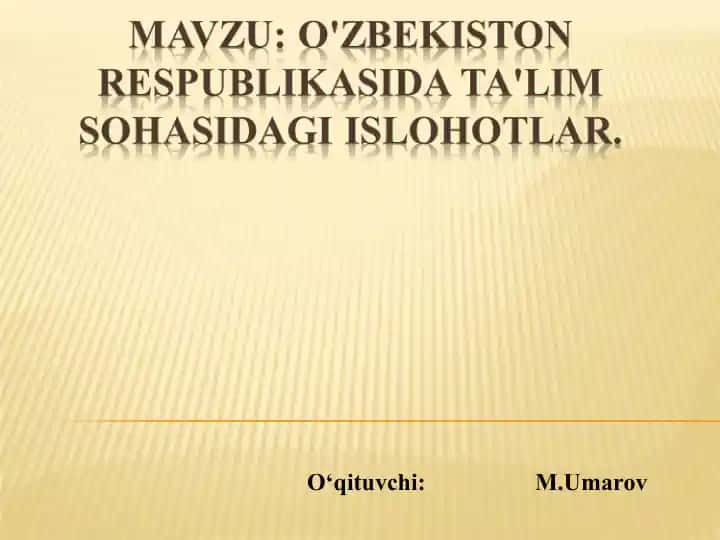O'zbekiston Respublikasida Ta'lim Sohasidagi Ishonotlar