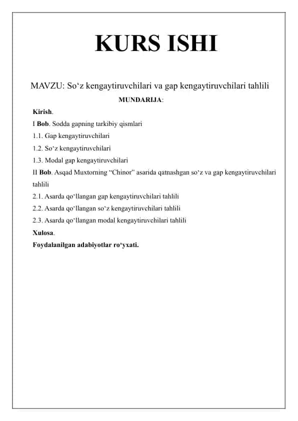 So‘z kengaytiruvchilari va gap kengaytiruvchilari tahlili