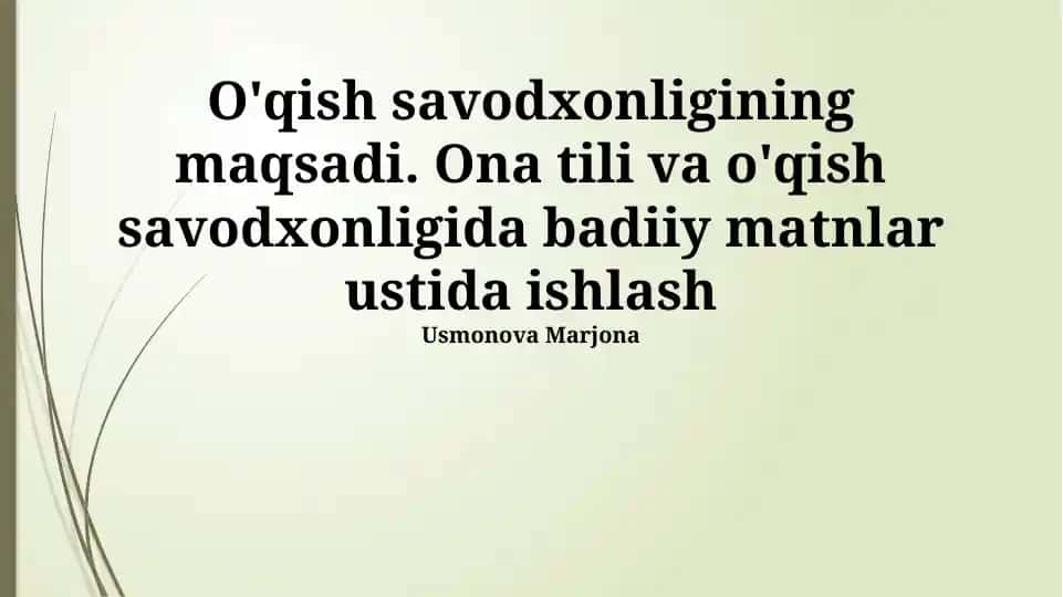 Ona tilida adabiy matnlar bilan ishlash