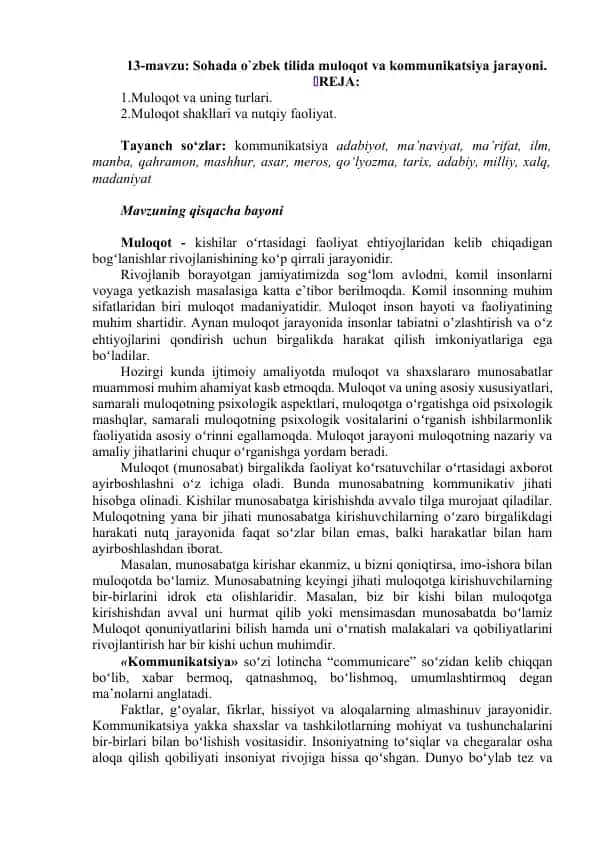 Muloqot va Kommunikatsiya