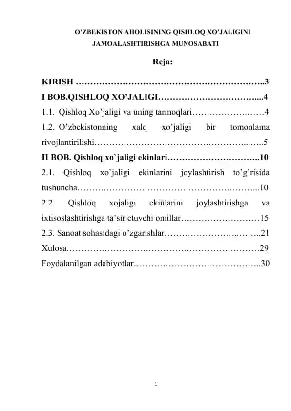 Qishloq xo'jaligi mahsulotlari