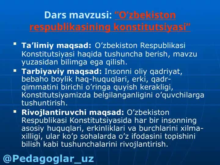 O’zbekiston respublikasining konstitutsiyasi