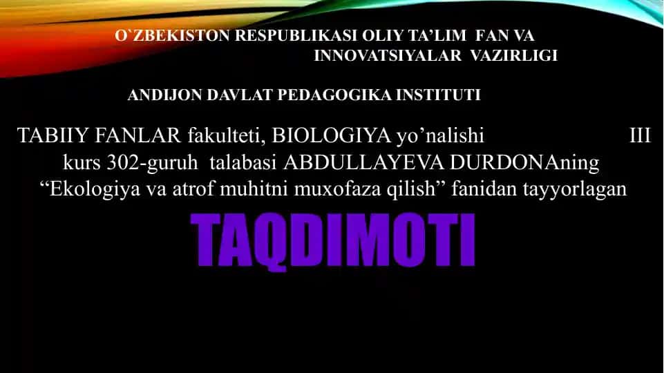 Ekologiyavaatrofmuhitnimuxofazaqilish