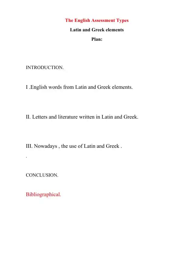 The English Assessment Types