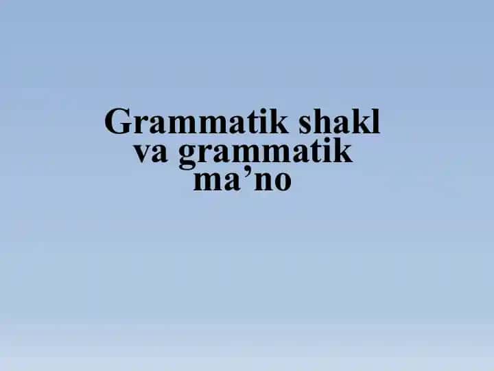 Grammatik shakl va grammatik ma’no