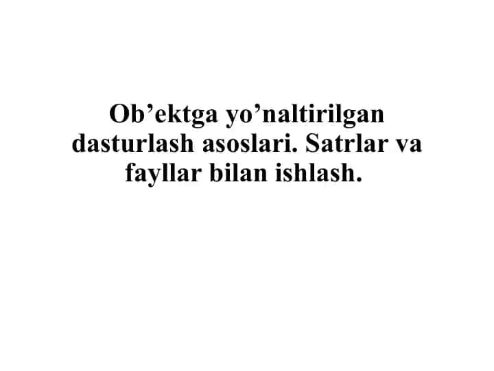 Dasturlash asoslari