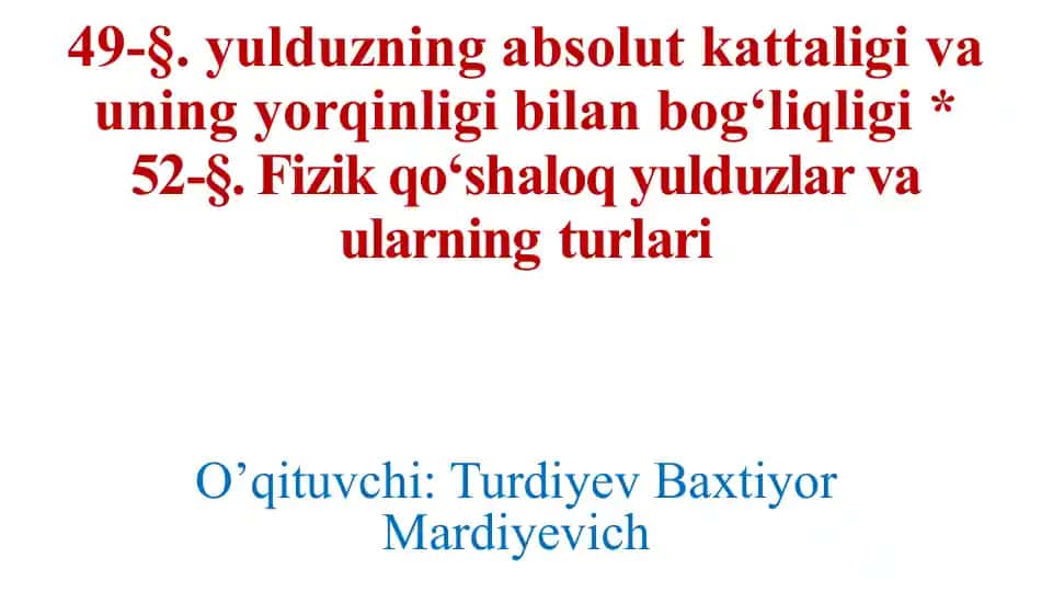 Fizik qo‘shaloq yulduzlar va ularning turlari