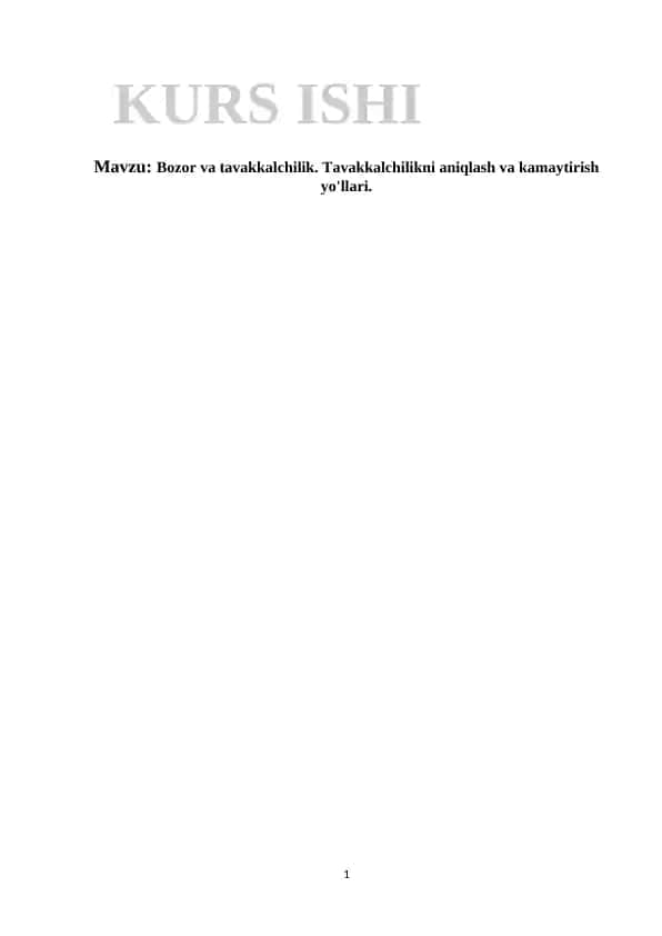 Bozor va tavakkalchilik