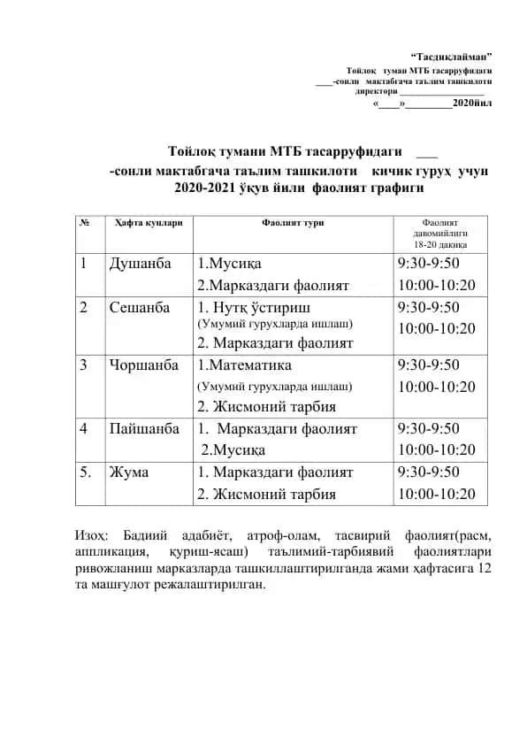 Tadqiqot jadvali