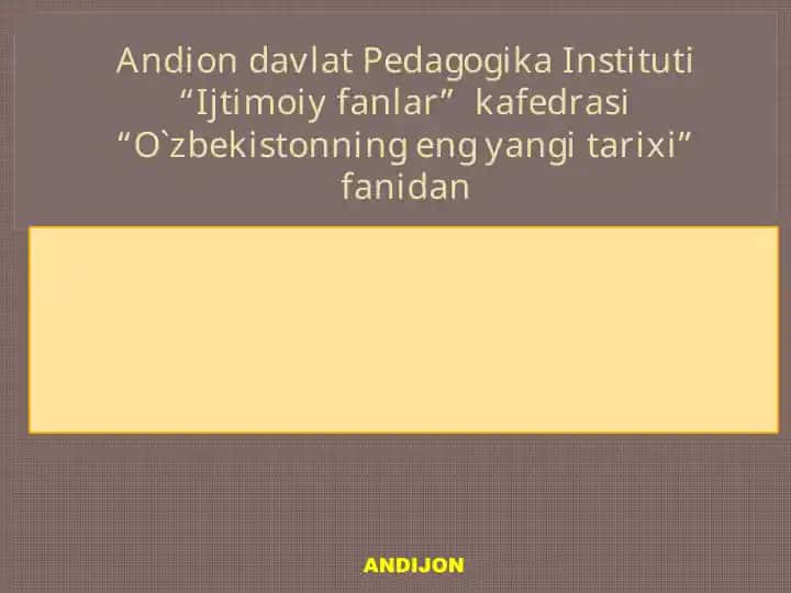 O‘zbekistonning eng yangi tarixi