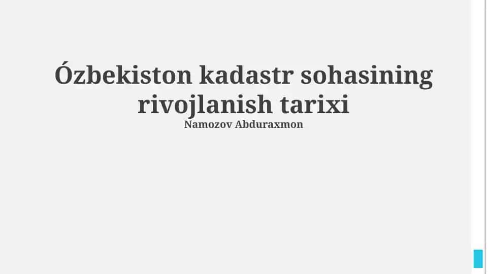 Kadastr sohasining rivojlanish tarixi