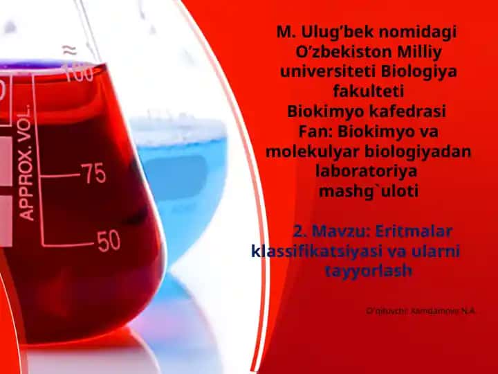 Biokimyo va molekulyar biologiyadan laboratoriya mashg'uloti