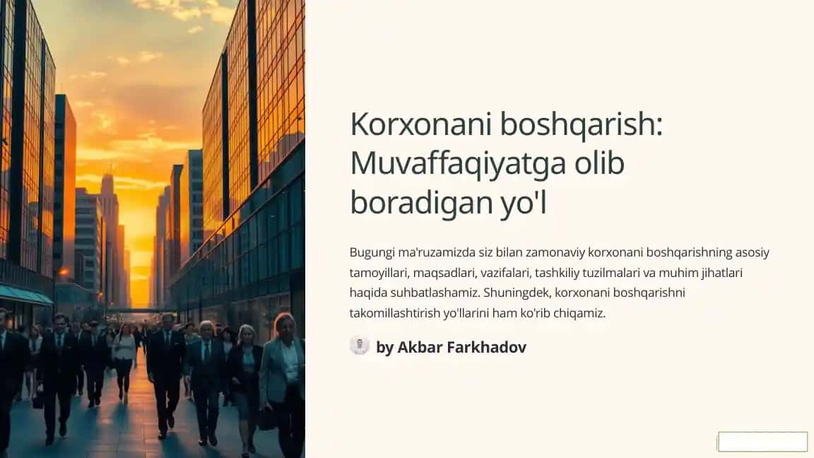 Korxonani boshqarish