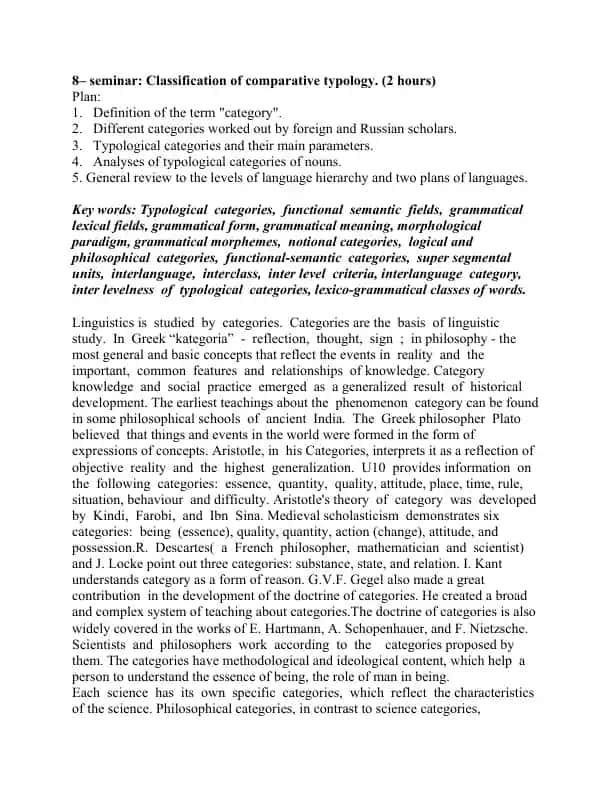 Classification of comparative typology