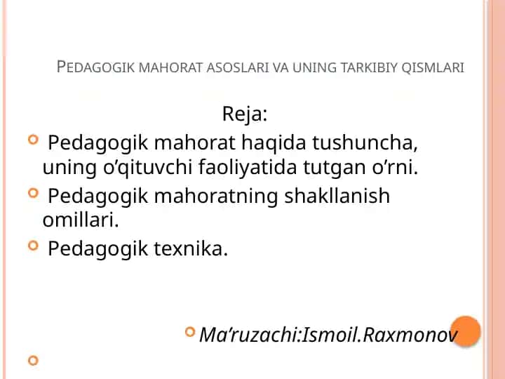 Pedagogik mahorat haqida