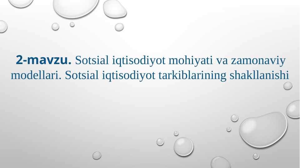 Sotsial iqtisodiyot mohiyati va zamonaviy modellari