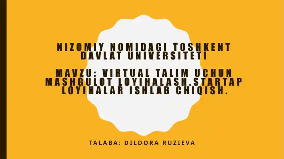 Virtual o'quv jarayonini rivojlantirishda Startap loyihalari