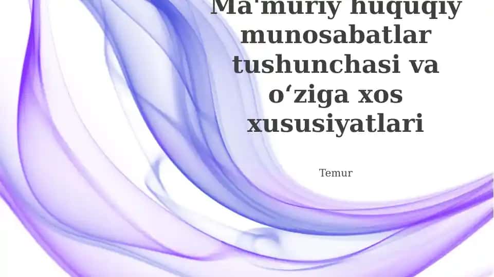 Ma'muriy-Huquqiy Munosabatlar