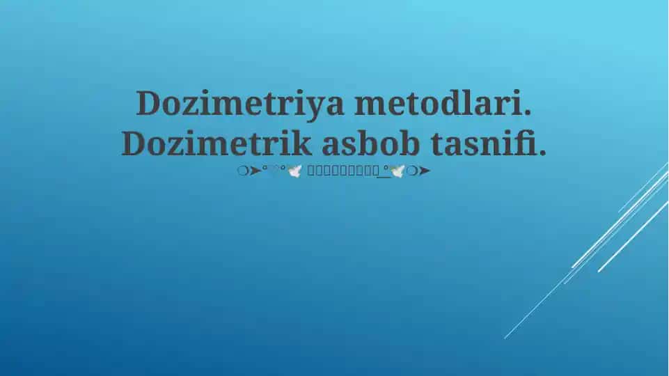 Dozimetriya metodlari
