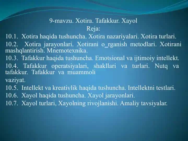 Xotira, Tafakkur, Xayol