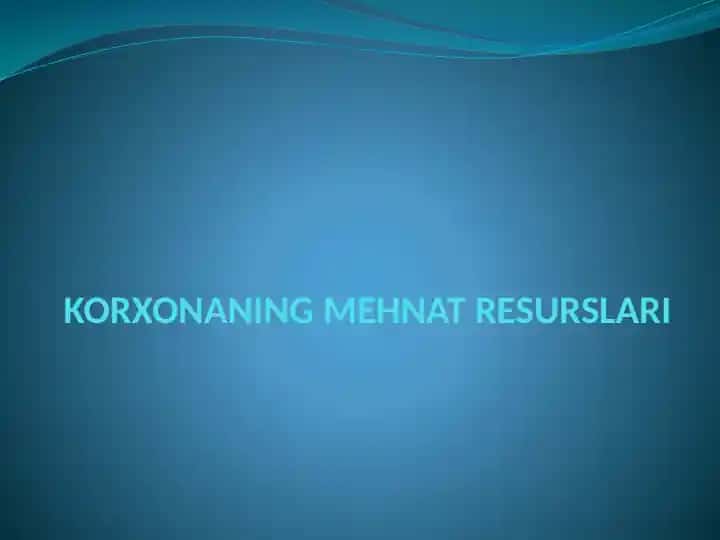 Korxonaning mehnat resurslari