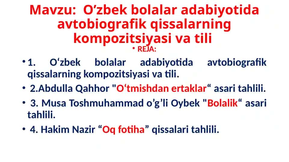 Avtobiografik qissalar maydonida sujet tushunchasi