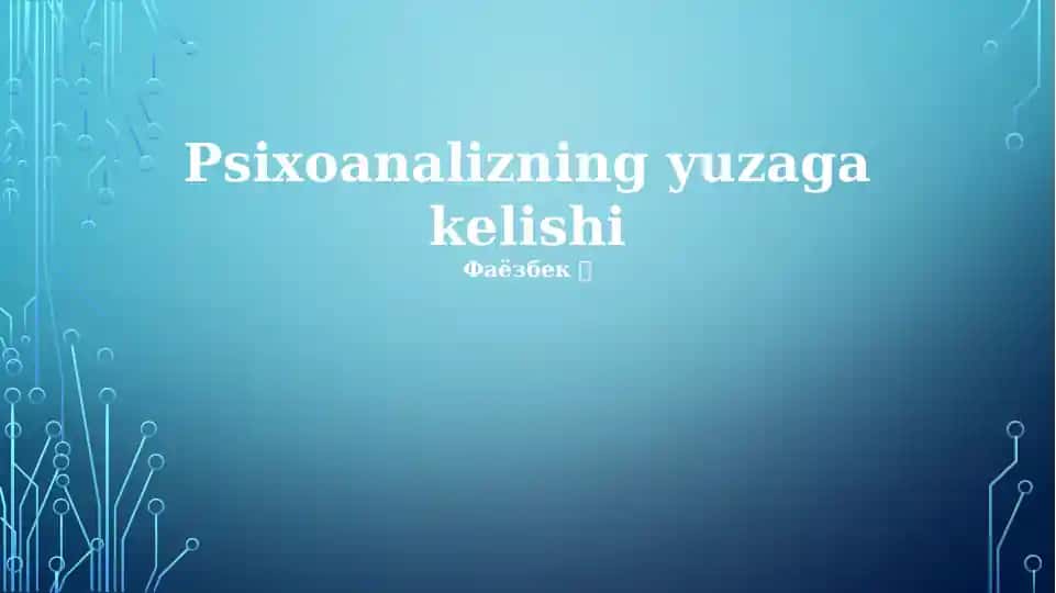 Psixoanalizning yuzaga kelishi