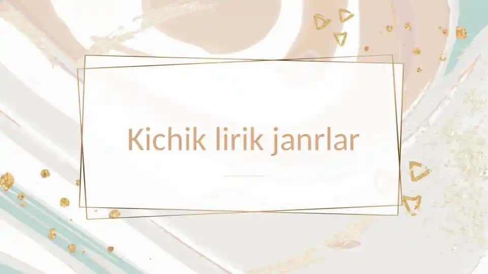 Kichik lirik janrlar