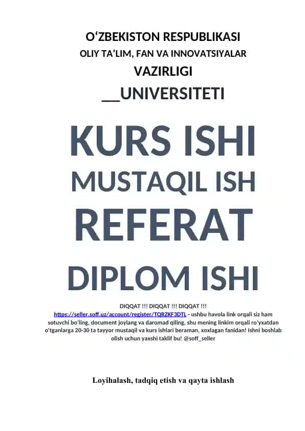 Ma'lumotlar bazasini loyihalash bo‘yicha kurs ishi