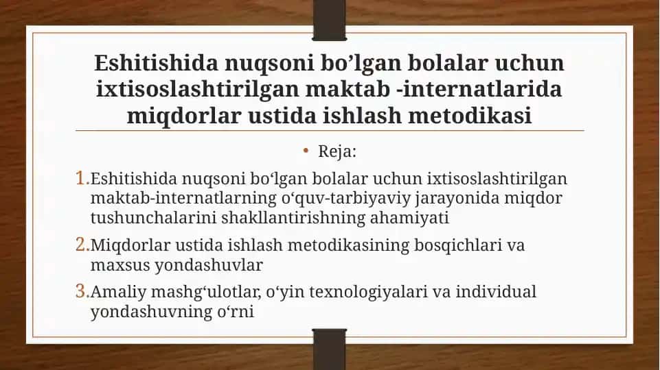 Eshitishidanuqsonibo’lgan bolalar uchun matematika fanini faqat hisoblash metodikasi