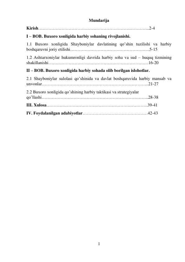 Buxoro xonligida harbiy sohaning rivojlanishi