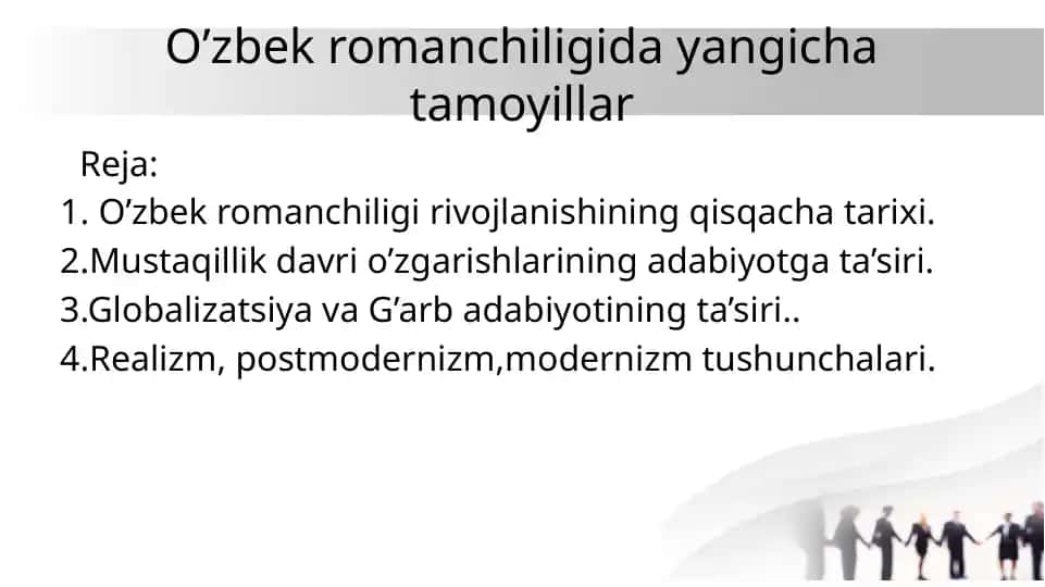 O’zbekromanchiligidayangichatamoyillar