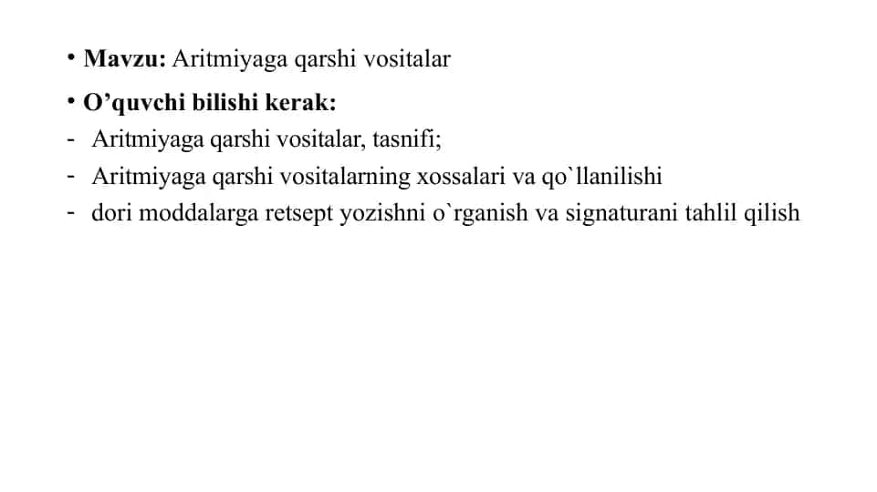Aritmiyaga qarshi vositalar