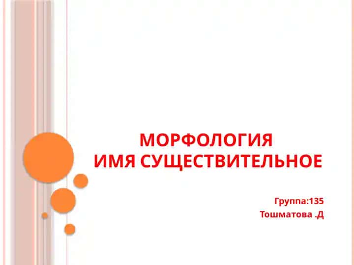 МОРФОЛОГИЯ ИМЯ СУЩЕСТВИТЕЛЬНОЕ