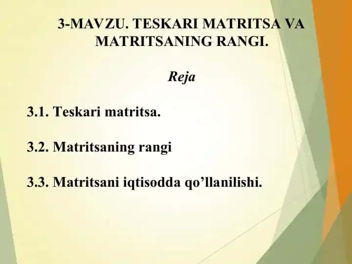 Teskari matritsa va matritsaning rangi
