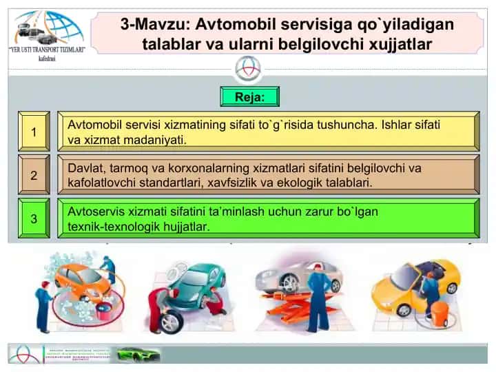Avtomobil servisi talablari