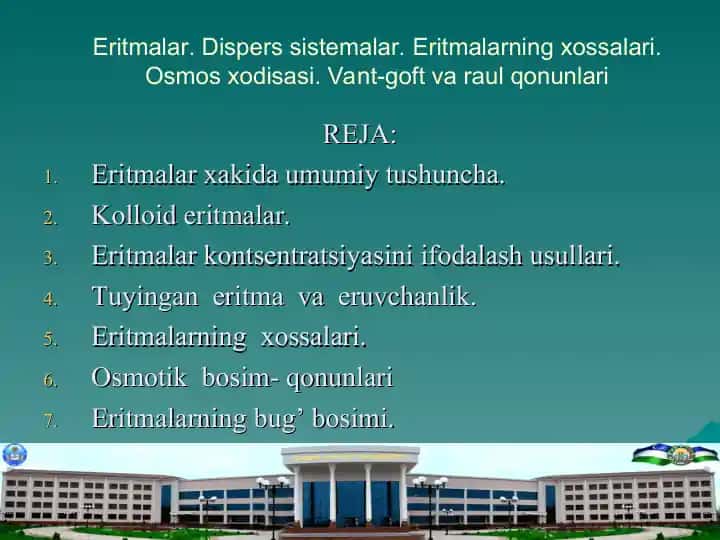 Eritmalar xakida umumiy tushuncha