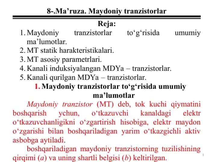 Maydoniy tranzistorlar