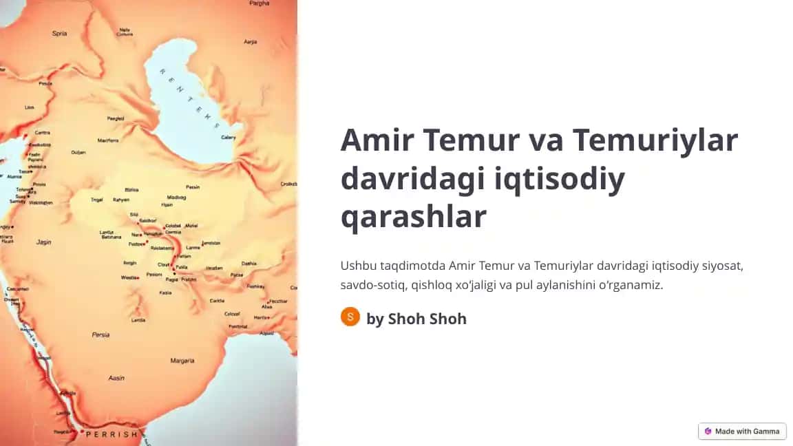 Amir Temur va Temuriylar davridagi iqtisodiy qarashlar