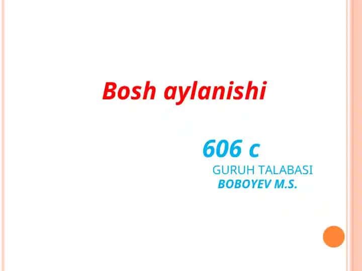 Bosh aylanishi