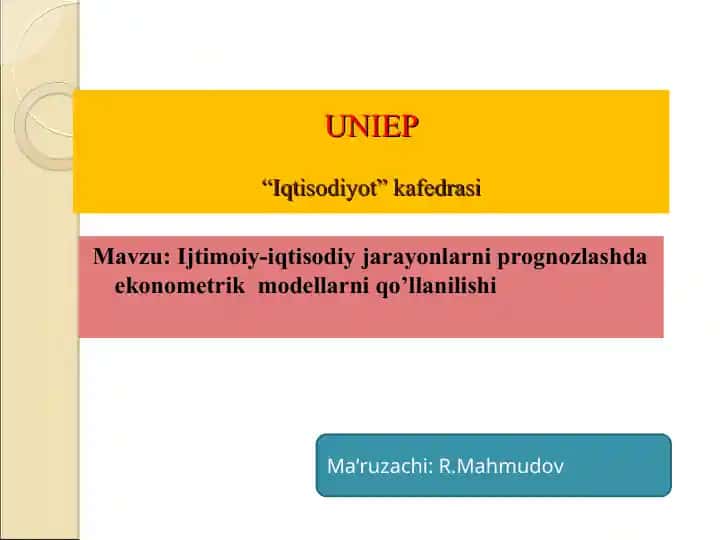 Iqtisodiyotning prognozlash usullari