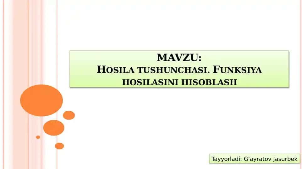 Funksiya hosilasini hisoblash